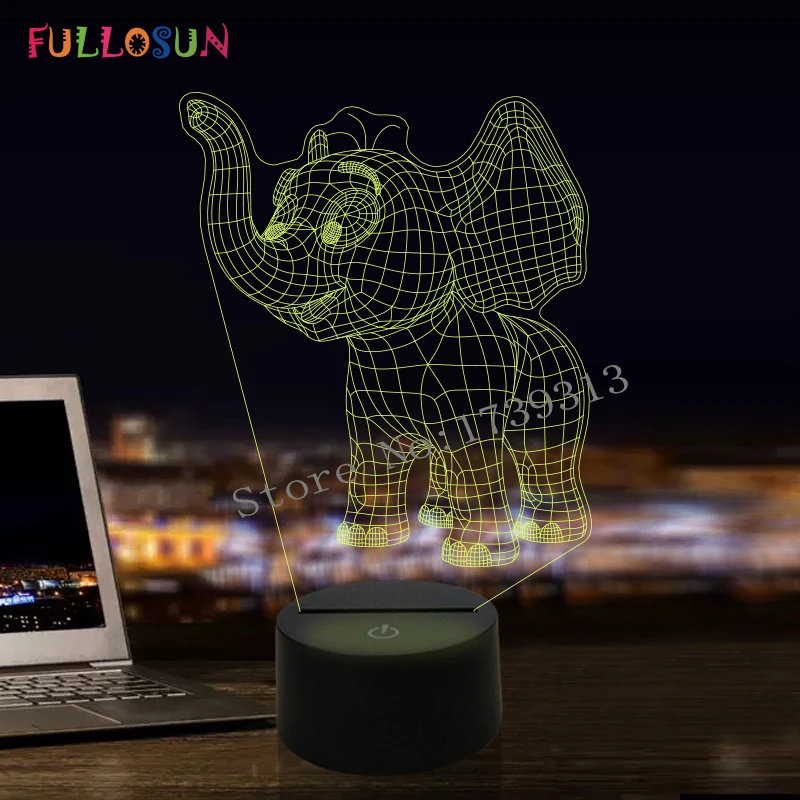 

Novelty Cartoon Elephant Shape LED 3D Table Lamp 7 Color Flashing Touch Desk Light Atmophere Sleeping Light as Christmas Gift