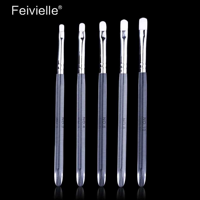 Feivielle 5 шт./лот кисть для дизайна ногтей с плоским верхом Гель-лак Советы акриловый