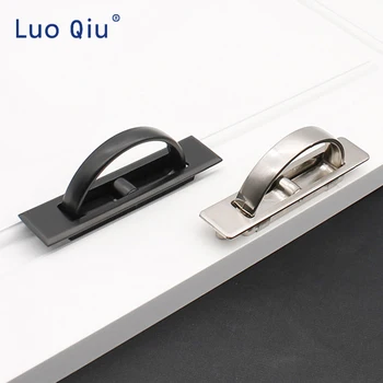 

Hidden Door Handles Zinc Alloy Recessed Flush Pull Cover Floor Cabinet Handle Bright Chrome Dark Furniture Hardware