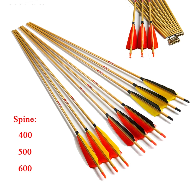 

Linkboy Archery Pure Carbon Arrows ID6.2 SP600 32'' Bamboo Skin Completed Arrows for Bow Hunting Shooting PACK of 12