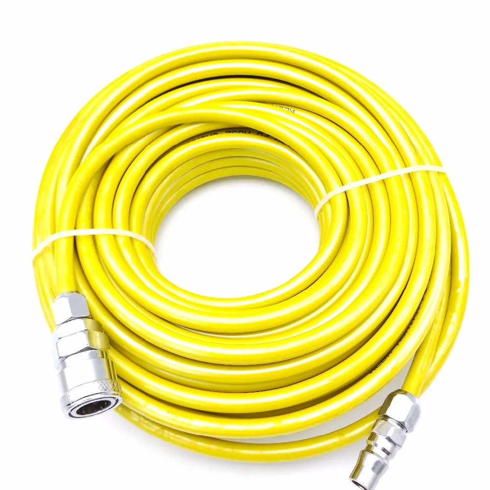 baratas 8mm x 5mm Amarelo Vermelho Transparente PU Reta Tubo de Compressão de Ar Mangueiras Pneumáticas 10 m 15 m 20 m com Juntas De Metal Rápida