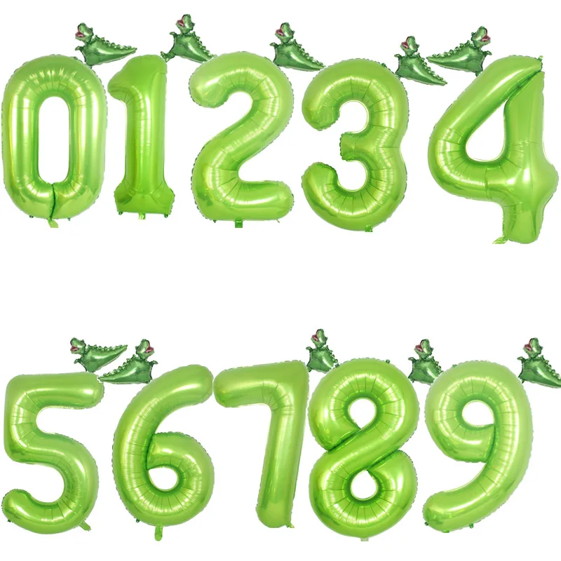 Динозавр 40 дюймов воздушные шары из фольги в виде цифр Динозавр зеленый номер шар джунгли вечерние гелиевые шары Мальчик День рождения ребенка душ Globos Декор