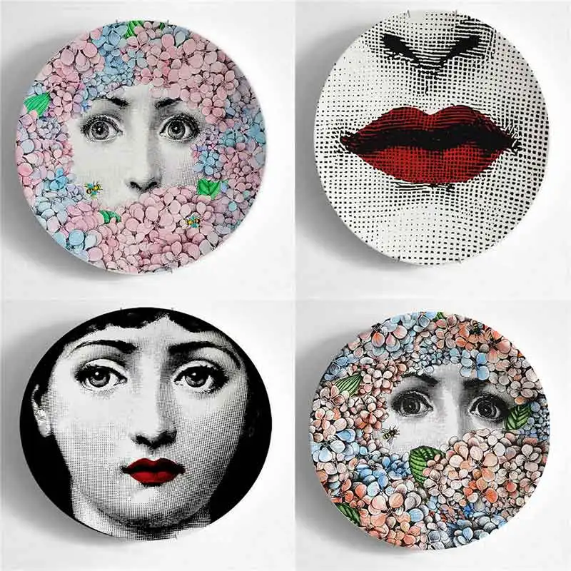 8 дюймов креативная винтажная тарелка Fornasetti, декоративные настенные тарелки для подвешивания, Ретро дизайн, фон для стены, художественное ремесло, винтажный дом