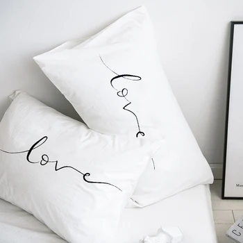 Custom Pillow Case Pillowcase 50x70 50x75 50x80 70x70 Decorative Pillow Cover White Love Bedding Drop Shipping