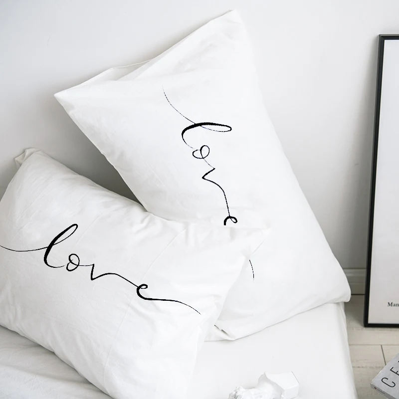 

Custom Pillow Case Pillowcase 50x70 50x75 50x80 70x70 Decorative Pillow Cover White Love Bedding Drop Shipping