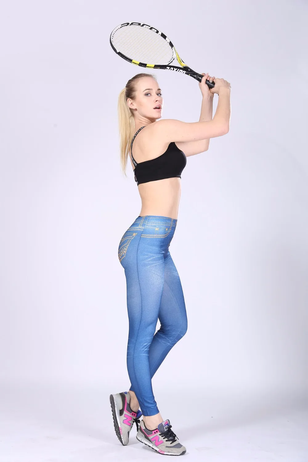 Seamless faux denim legging (2)