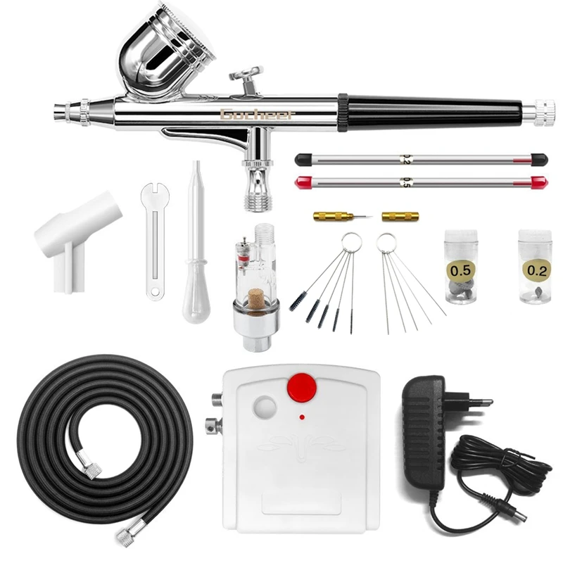 

Gocheer Mini Dual Action Airbrush Compressor Set For Nails Kit Modeller Spray Airbrush Tool Cake Decoration
