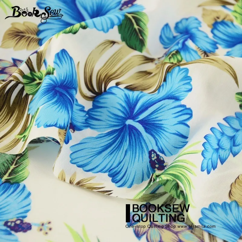 Booksew Cotton Poplin Fabric High Quality Home Textile Fat Quarter Meter Dress Printed Blue Flora Quilting Bedding Set Shirt