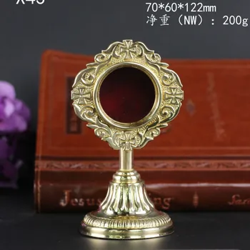 

High Quality Brass Reliquary Good Catholic Holy box with glass monstrance Exquisite