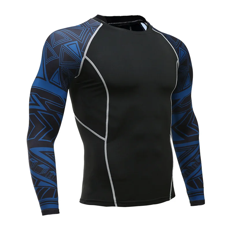 Новое мужское термобелье базовый слой спортивный костюм теплые мужские зимние спортивные костюмы компрессионная спортивная одежда термобелье 4xl - Цвет: running t-shirt 2