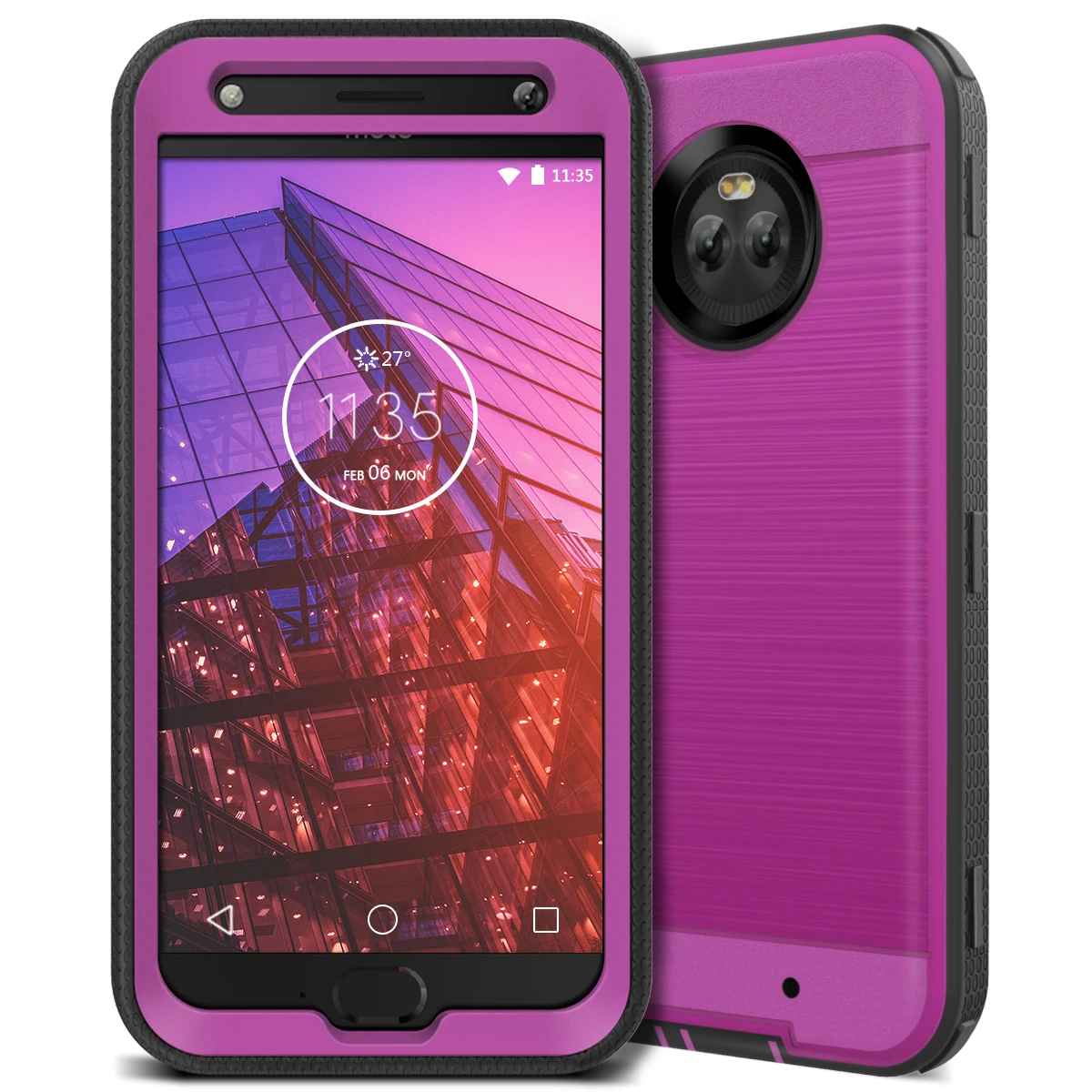 Жесткий чехол GrandEver 2 в 1 для Moto X4 с матовой текстурой Mteal простой фиолетовый серый