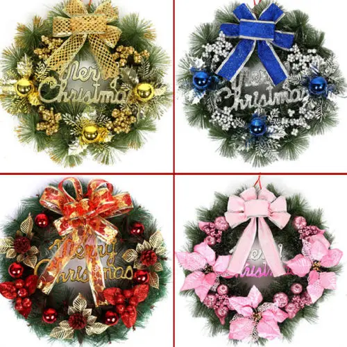 

Beautiful Elegant Hanging Christmas Wreath Garland Ball Cone Xmas Ornaments Window Door Decoration 4 Colors For Choice
