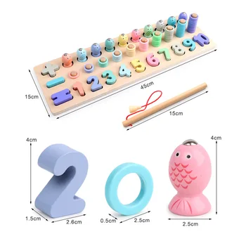 

Children Fishing Wooden Montessori Learning To Count Numbers Matching Digital Shape Early Education Teaching Math Toys