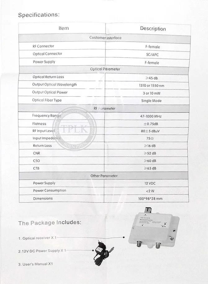 1 шт. высококачественный Мини-оптический передатчик OTH-1015-10mW/OTH-1015-3mW FTTH 12V 47-1000MHZ 1550nm Оптическое волокно SM CATV