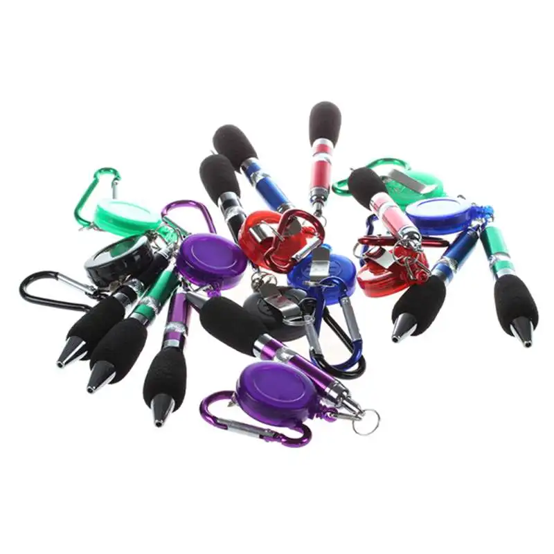 

Retractable Reel Ball Pen with Belt Clip and Snap Hook 10pcs (Random Color)
