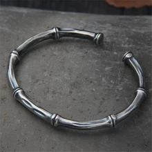 Женский модный браслет из стерлингового серебра 925 пробы, Подарочный соединитель в виде бамбука открывающая манжета, браслет для подружки, подарок на день Святого Валентина