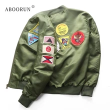 ABOORUN nueva chaqueta de bombardero para hombre chaqueta de piloto de Fuerzas Aéreas rompevientos Vintage para parejas verde militar negro W4065