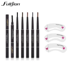 Черный Водостойкий карандаш для бровей Fulljion с карточным инструментом для бровей, вращающийся карандаш для бровей, 3 ручки для формирования бровей, набор для макияжа