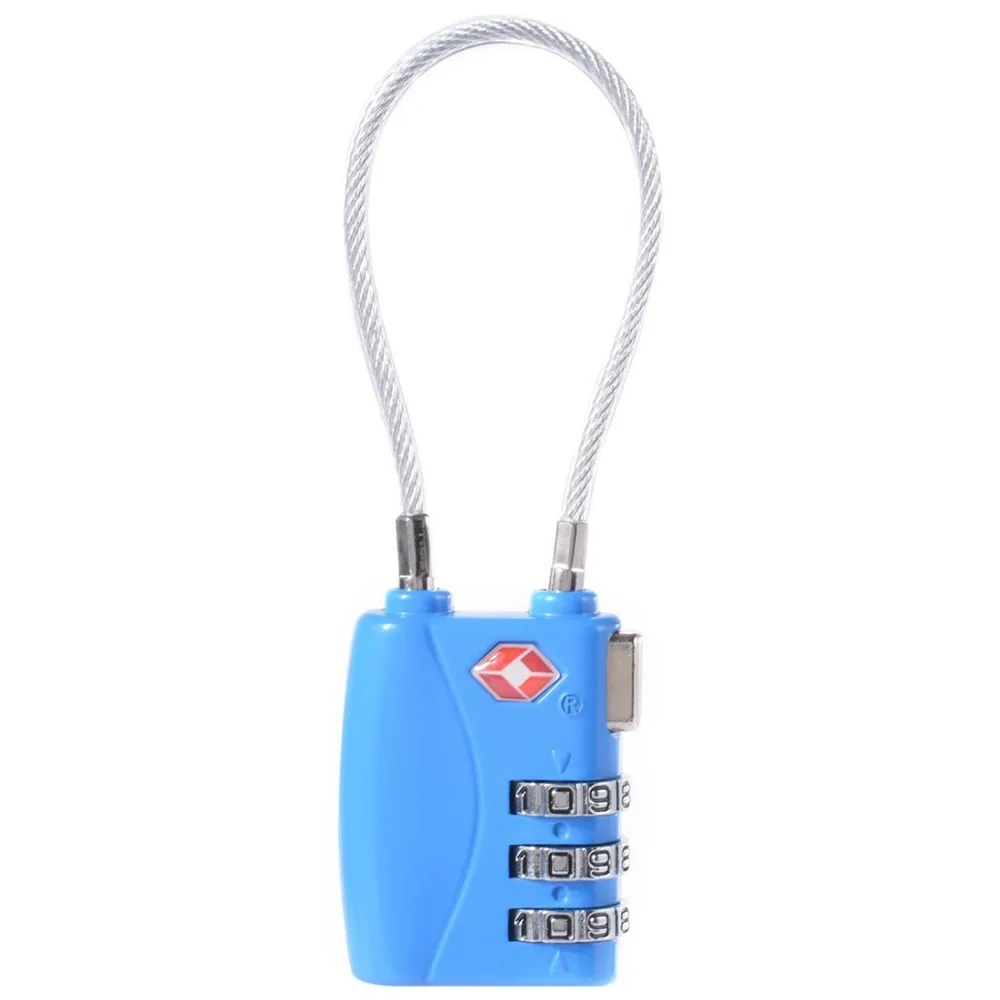 

1PC 3 Digit TSA Resettable Travel luggage suitcase cable lock combination lock 3 digits combinations locks Code Padlock BLUE