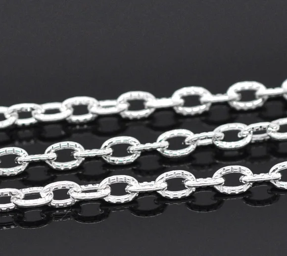 Серебряные украшения DoreenBeads текстурированные звено Открытые цепочки кабеля 4 5x3