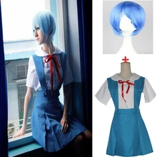 4 pçs/set Senhora Tóquio Rei Ayanami Asuka Langley Soryu Cosplay Dia Das Bruxas Dia Das Bruxas Cosplay Uniforme Escolar Traje Peruca Frete Grátis
