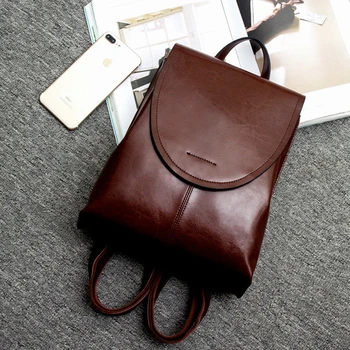

SJB-06 women backpack 2019 korean new Solid Genuine leather backpack Zipper Preppy Style backpack classic Two ways