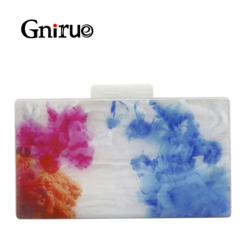 Fashion Marble Acrylic Bags Colorful Print Women Evening Clutches Bag Elegant Day Clutch Bag Party Prom Wedding Handbags Purses natassie 2018 new arrival women clutch bag top quality suede clutches purses ladies fashion tassel evening bags