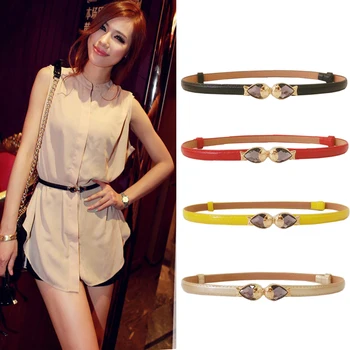 

2019 new fashion luxury fashion fish jewelry candy color adjustable lacquer belt ladies thin waistband women harajuku