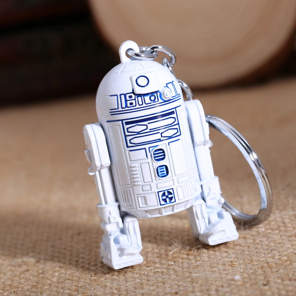 

New Jewelry Hot Movie Star Wars R2D2 Model White Key Rings Star War Character Holder Trinket Ilaveros High-quality Key Chains