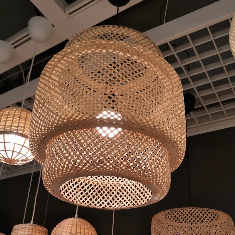 Novelty Japanese Style Hand Knitted Bamboo Pendant Lamp Modern Wood Decoration for Hotel Restaurant Cafe Bar Study Home Lighting (13)