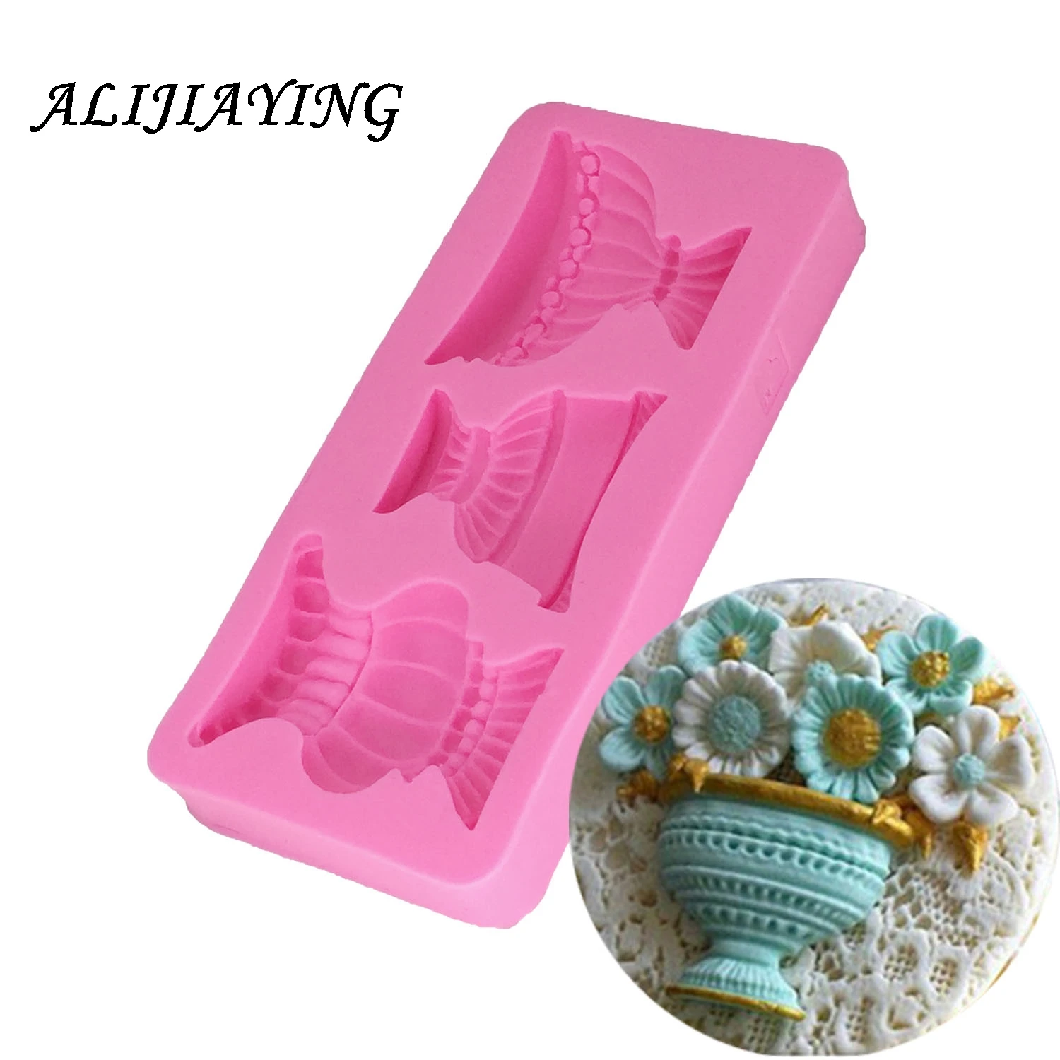 

1Pcs 3D Flower bottle Shape Fondant Cake Stencils Chocolate vase Candy Mould Kitchen Cake Decorating Tools D0303