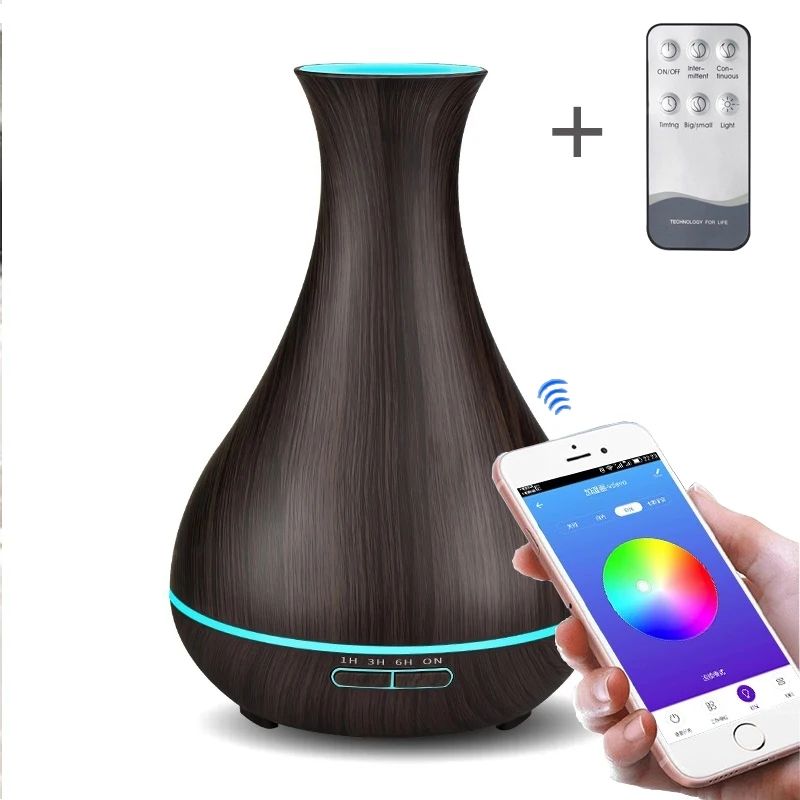 

550ML APP Control Essential Oil Aroma Diffuser With Wood Grain Air Humidifier Aromatherapy Diffuser For Home Cool Mist Maker