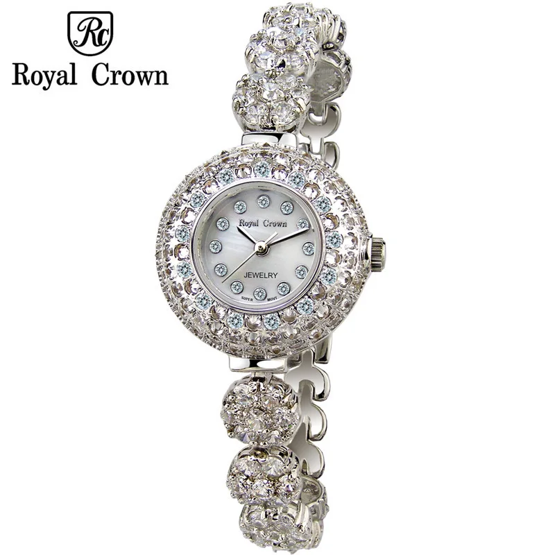 

Royal Crown Lady Women's Watch Japan Quartz Jewelry Hours Fine Fashion Setting Crystal Bracelet Luxury Rhinestones Girl Gift