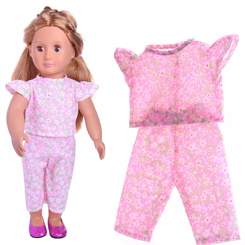 Doll Clothes Accessories Pink flower partten Fit 18 Inch Doll & 43cm