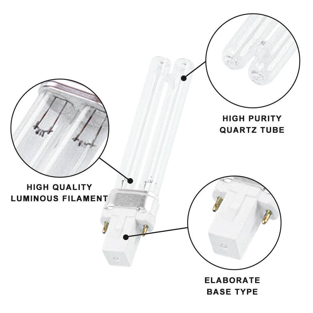 G23 ультрафиолетовая стерилизационная кварцевая трубка 5 Вт 7 Вт 9 Вт 11 Вт 13 Вт 18 Вт УФ стерилизационная лампочка 253,7 нм UVC дезинфекционная лампа бактерицидный свет