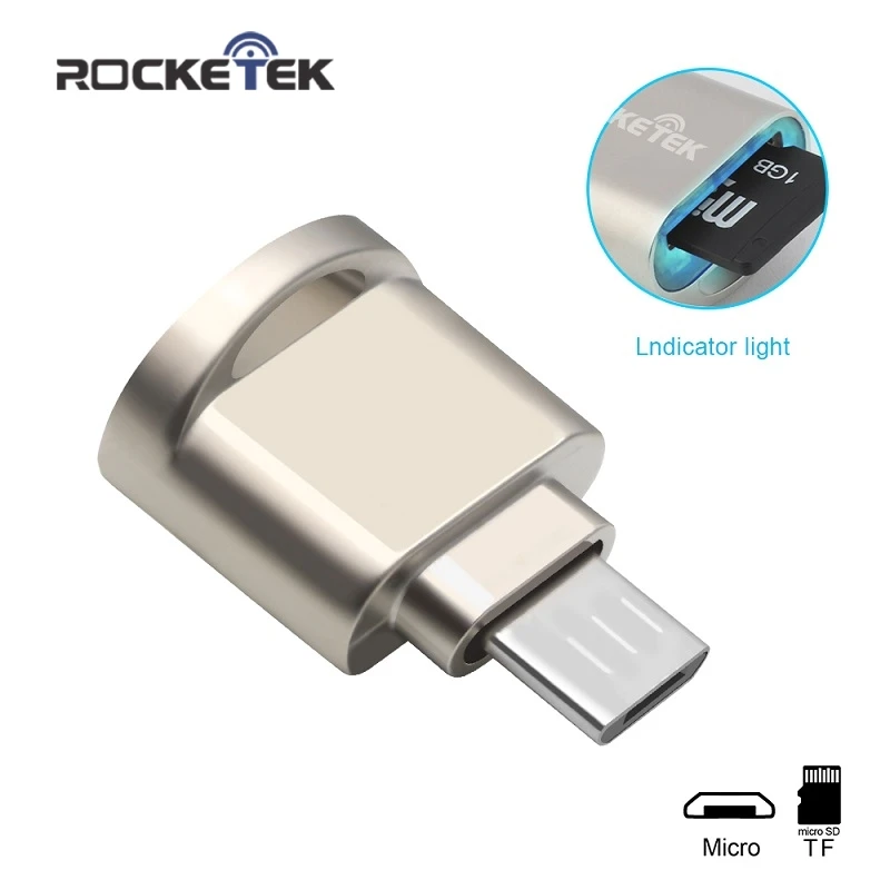 Rocketek micro usb 2,0 type c otg телефон мини-считыватель карт памяти адаптер алюминиевый кардридер для micro SD/TF microsd ноутбука