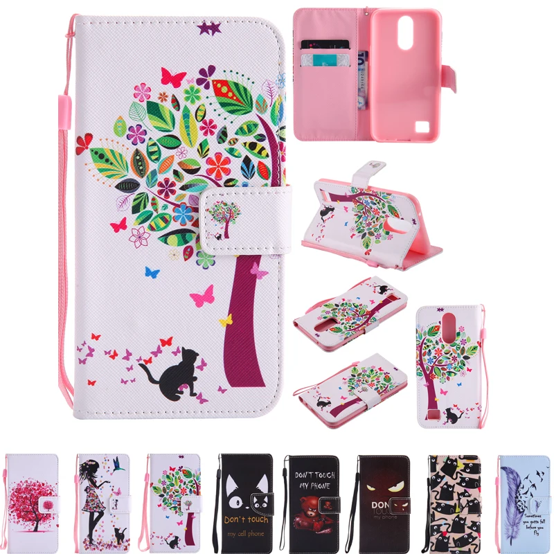 For LG K10 2017 Case 5.3 inch Cartoon Painting Flip Stand Card Slot Wallet PU Leather Cover X400 M250N Capa | Мобильные телефоны и