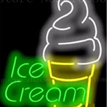 17*1" мягкое неоновое вывеска для мороженого, Настоящее стекло, пивной бар, световые знаки, магазин, дисплей, ресторан, магазин, сигнальные лампы