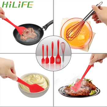 

Cooking Tool Sets Egg Beater Spoon Spatula Oil Brush Kitchenware Kitchen Utensils Sets Food Grade Silicone 5Pcs/Set