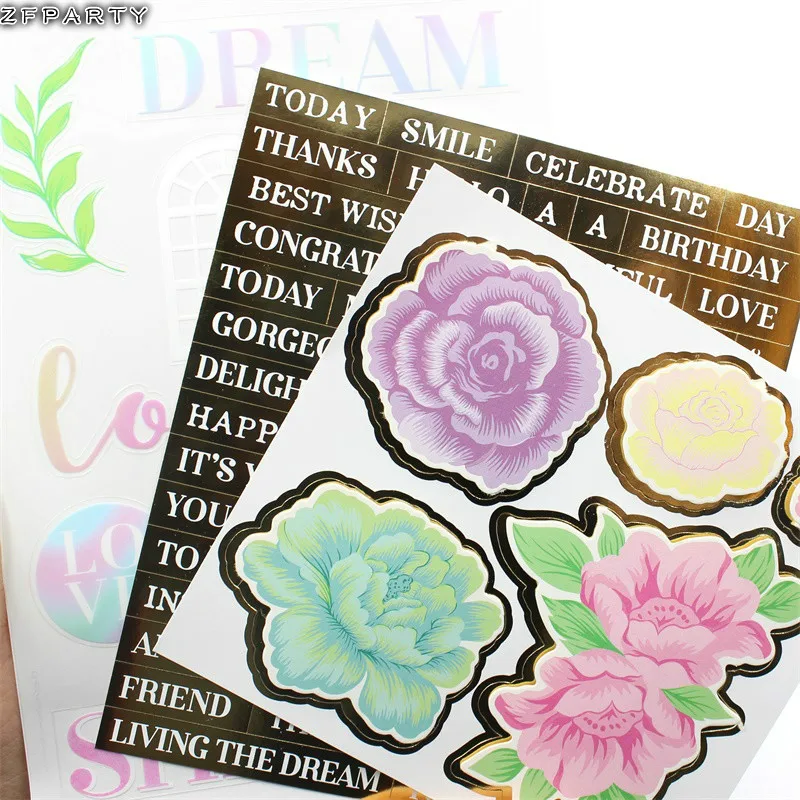 ZFPARTY Lovely Flower Self adhesive Sticker for Scrapbooking/ DIY Crafts/ Card Making Decoration