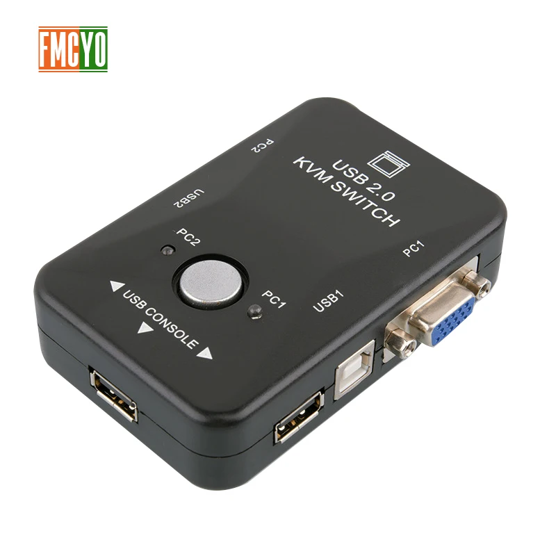

FMCYO VGA KVM Switch Box 1080P Resolution USB 2.0 Switcher 1 Port PCs Sharing 2 Devices For Notebook Monitor Give 2 VGA Cable