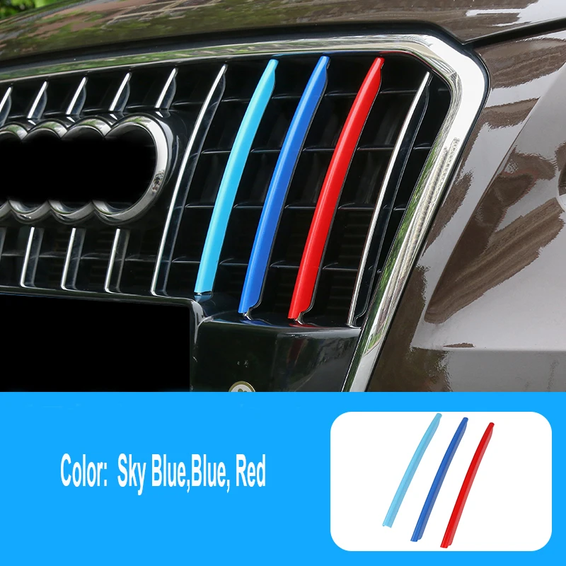

KOUVI 3pcs ABS Chrome Front Grille Cover Trim Stickers Case For 2013 2014 2015 2016 2017 2018 Audi Q5 Accessories