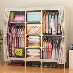 Хорошо продаются ткань Оксфорд большой шкаф Simple Home стали для хранения одежды Bold толще стали 25 мм Рамка