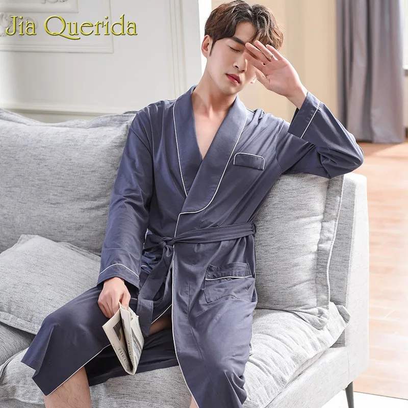 J & Q банный халат для мужчин новинка 2019 100% хлопок однотонное кимоно и женщин