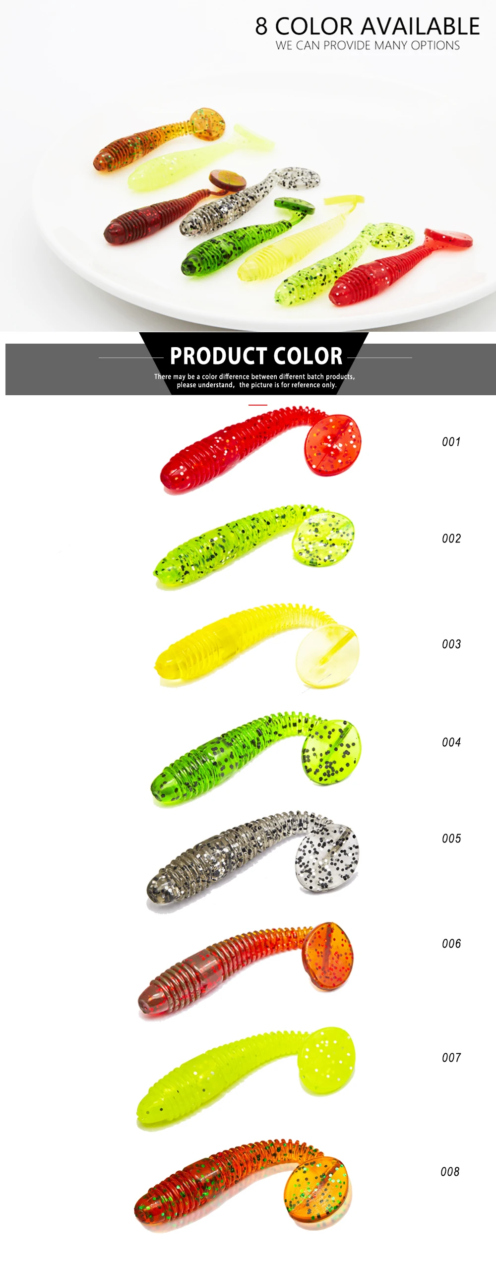 HUNTHOUSE 2018 7.5cm 3.73g  8 pcslot T-tail rubber lure  Fishing Lure  Baits Wobblers  Pesca for fishing bass 4