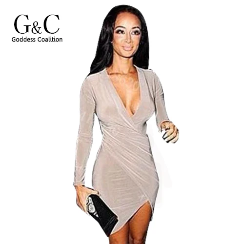 asymmetrical bodycon wrap dress