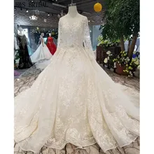 H& S Люкс Арабский невесты торжественные платья Кружева Бисероплетение Длинные рукава торжественное платье Роскошные платья халат de брак vestidos de novia
