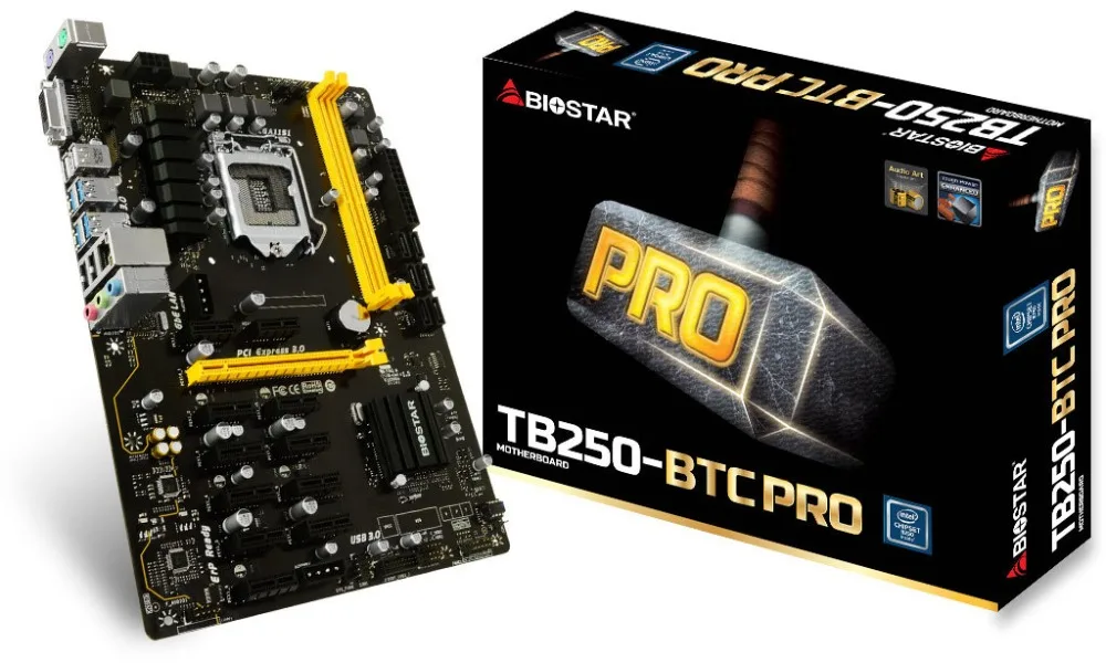 TB250-BTC PRO в коробке 12 PCIE для Biostar TB250-BTC TB250 1151 DDR4 плата для майнинга(Альтернатива H81 BTC PRO TB85 H81