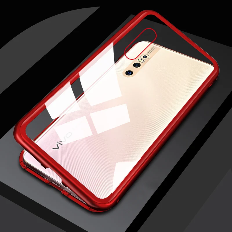 RED Магнето Магнитная Адсорбция металлический чехол для vivo X27 чехол Защитная пленка из закаленного стекла класса люкс ЧЕХОЛ ДЛЯ vivo x27 - Цвет: RED