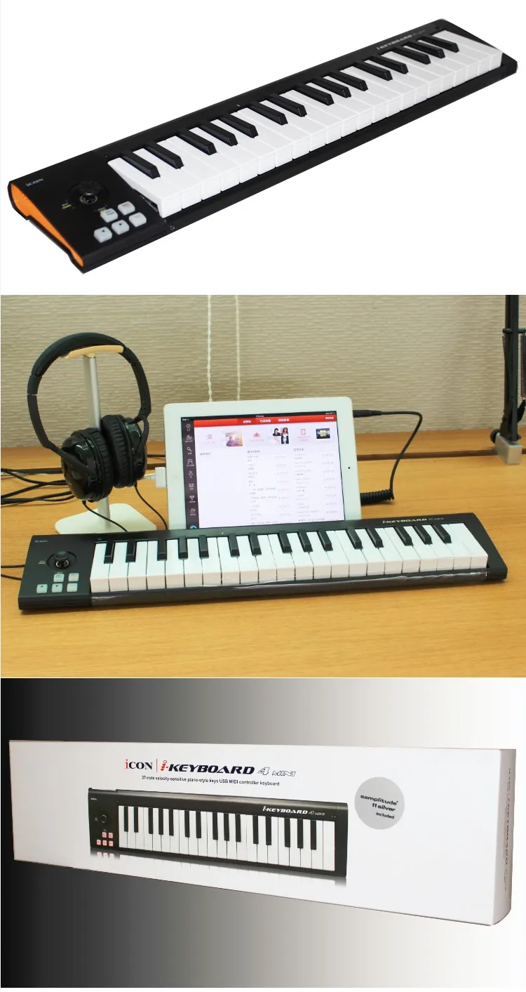 Значок iKeyboard 4 мини-37-ключ USB MIDI контроллер клавиатуры портативный миди клавиатуры проволочной оплетки